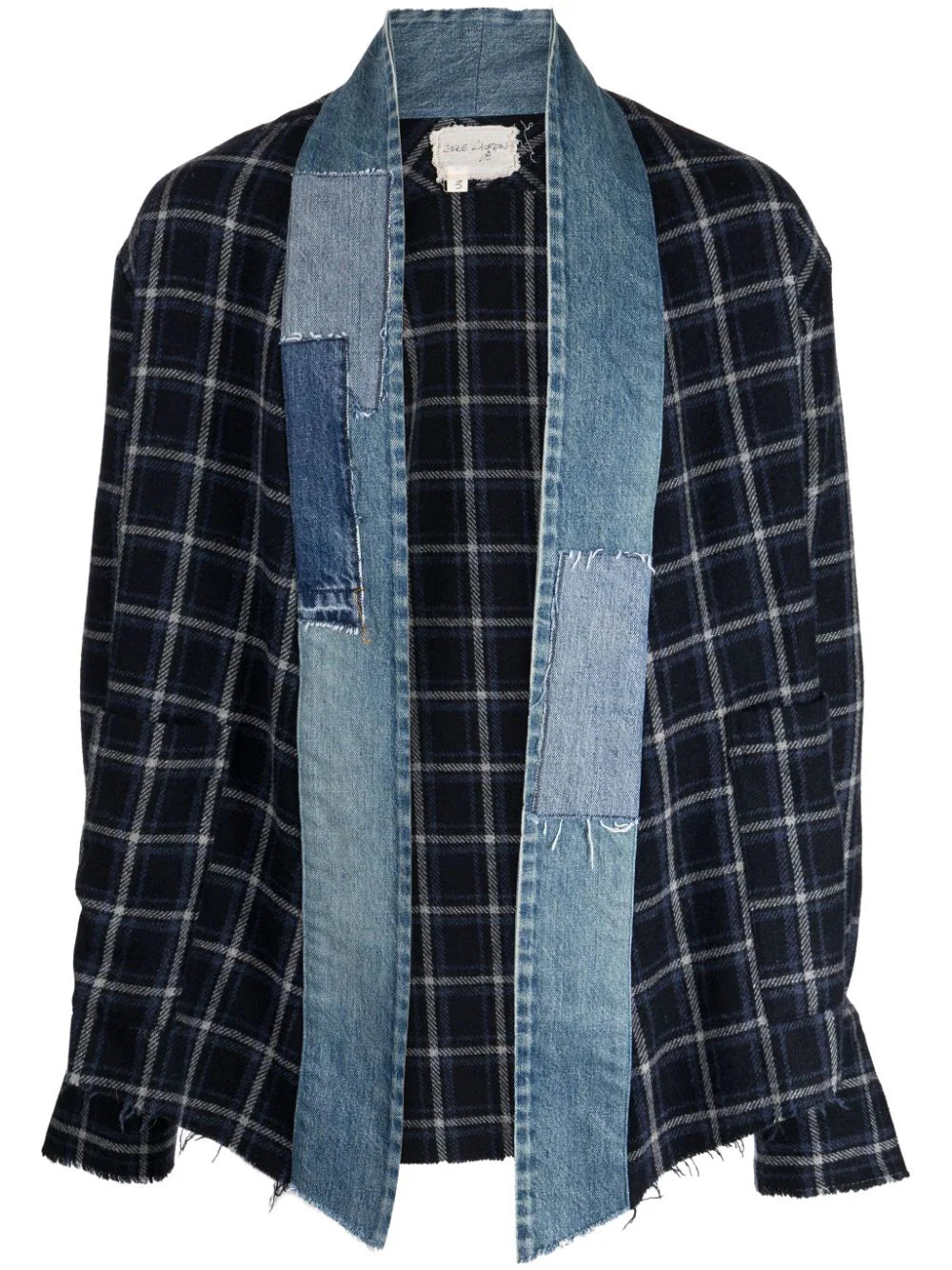 Embroidered men jackets with intricate floral designs for a unique aestheticPatchwork Checkered Kimono Jacket Embroidered men jackets with intricate floral designs for a unique aestheticPatchwork Checkered Kimono Jacket