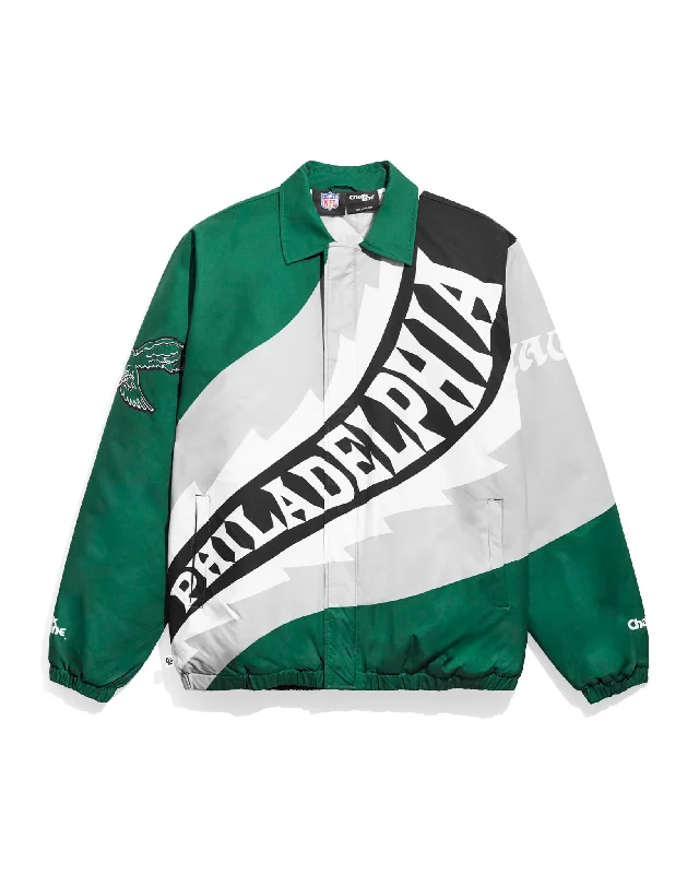 Hooded men jackets with a detachable faux - fur trim for added warmthPhiladelphia Eagles Kelly Green Saw Blade Puffer Jacket Hooded men jackets with a detachable faux - fur trim for added warmthPhiladelphia Eagles Kelly Green Saw Blade Puffer Jacket