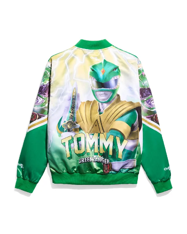 Stretch - fabric men jackets for unrestricted movement during workoutsPower Rangers Tommy Green Ranger Fanimation Satin Jacket Stretch - fabric men jackets for unrestricted movement during workoutsPower Rangers Tommy Green Ranger Fanimation Satin Jacket