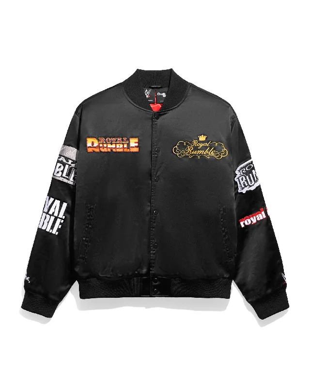 Down - filled men jackets in bright colors for winter fashionRoyal Rumble Historic Logos Quilted Satin Jacket Down - filled men jackets in bright colors for winter fashionRoyal Rumble Historic Logos Quilted Satin Jacket