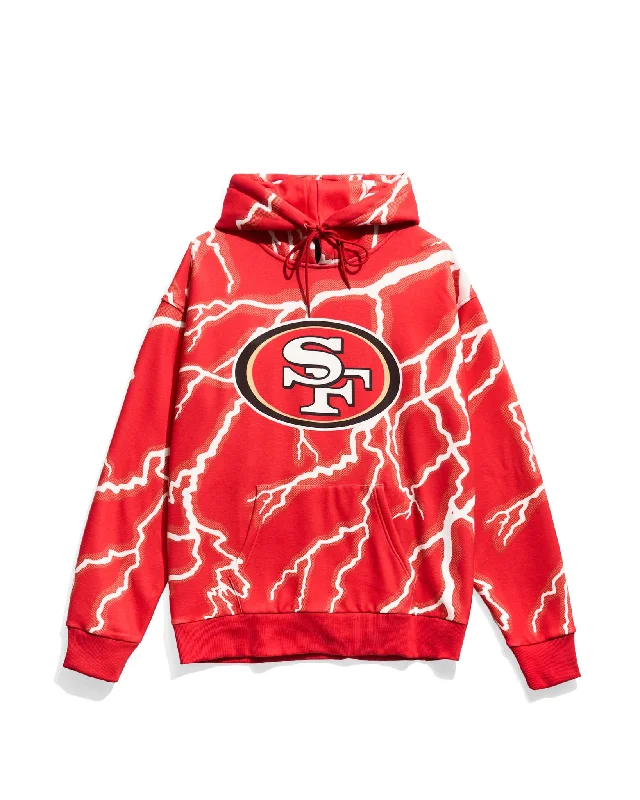Plus - size men jackets with adjustable drawstrings for a comfortable fitSan Francisco 49ers Lightning Hoodie Plus - size men jackets with adjustable drawstrings for a comfortable fitSan Francisco 49ers Lightning Hoodie