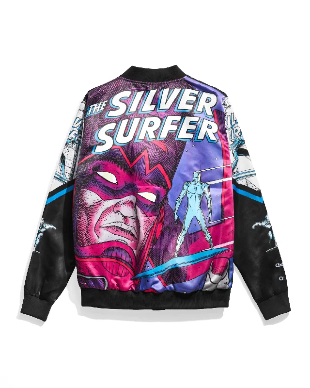 Tailored men jackets to pair with formal trousers for business meetingsSilver Surfer Fanimation Satin Jacket Tailored men jackets to pair with formal trousers for business meetingsSilver Surfer Fanimation Satin Jacket