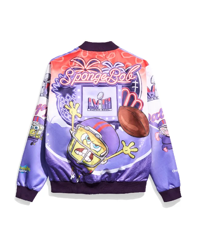 Bomber men jackets with ribbed cuffs for a classic 80s styleSuper Bowl LVIII x SpongeBob Fanimation Jacket Bomber men jackets with ribbed cuffs for a classic 80s styleSuper Bowl LVIII x SpongeBob Fanimation Jacket