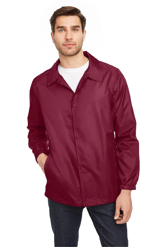 Men jackets with a zip - off sleeves to convert to a vestTeam 365 Mens Zone Protect Water Resistant Snap Down Coaches Jacket - Maroon Men jackets with a zip - off sleeves to convert to a vestTeam 365 Mens Zone Protect Water Resistant Snap Down Coaches Jacket - Maroon