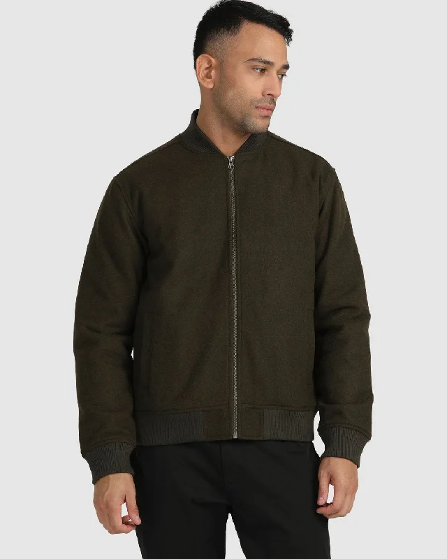 Hooded men jackets with a detachable faux - fur trim for added warmthTroy Bomber - Dark Olive Hooded men jackets with a detachable faux - fur trim for added warmthTroy Bomber - Dark Olive