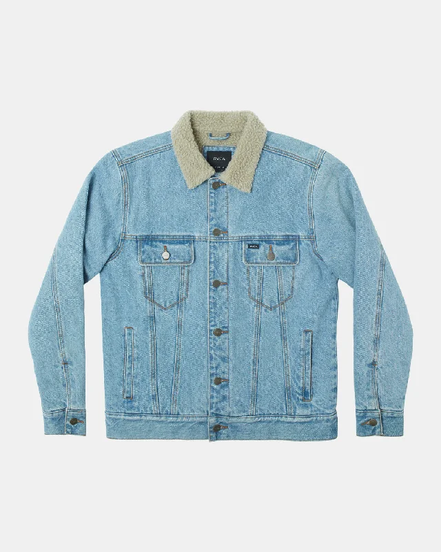 Waterproof men jackets with taped seams for heavy rain protectionWaylon Denim Trucker Jacket - Bleached Indigo Waterproof men jackets with taped seams for heavy rain protectionWaylon Denim Trucker Jacket - Bleached Indigo