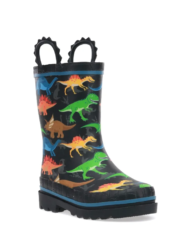 Plus - size men jackets with adjustable drawstrings for a comfortable fitKids' Dino World Rain Boot - Black Plus - size men jackets with adjustable drawstrings for a comfortable fitKids' Dino World Rain Boot - Black