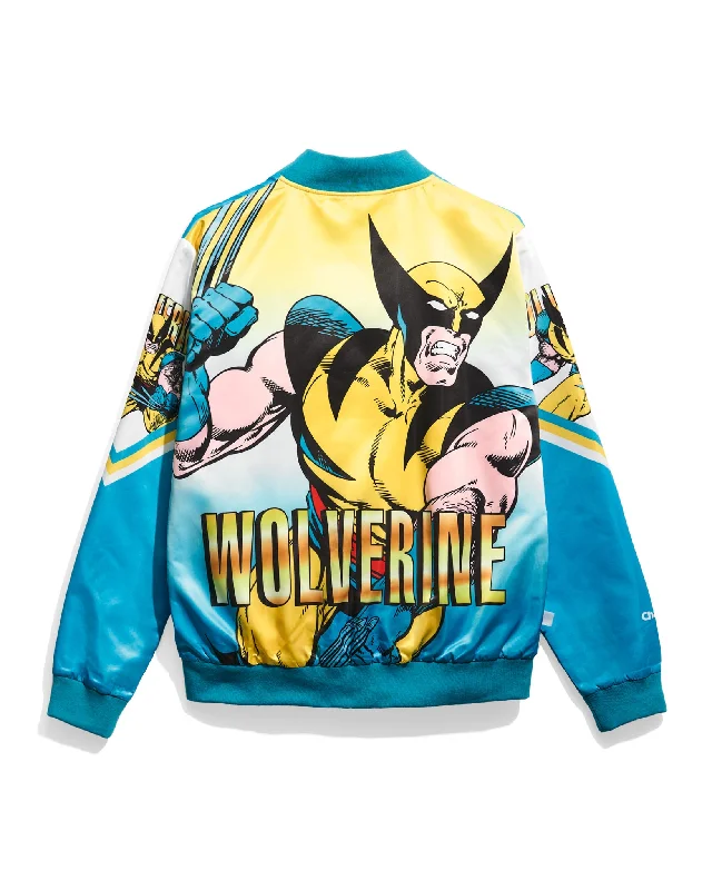 Men jackets with a built - in hood that can be stowed away when not in useWolverine Classic Blue Fanimation Satin Jacket Men jackets with a built - in hood that can be stowed away when not in useWolverine Classic Blue Fanimation Satin Jacket