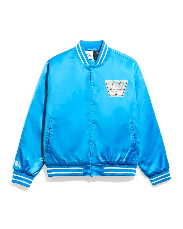 Windbreaker men jackets with UV protection for outdoor activitiesWWE OG Legends Blue Quilted Satin Jacket Windbreaker men jackets with UV protection for outdoor activitiesWWE OG Legends Blue Quilted Satin Jacket