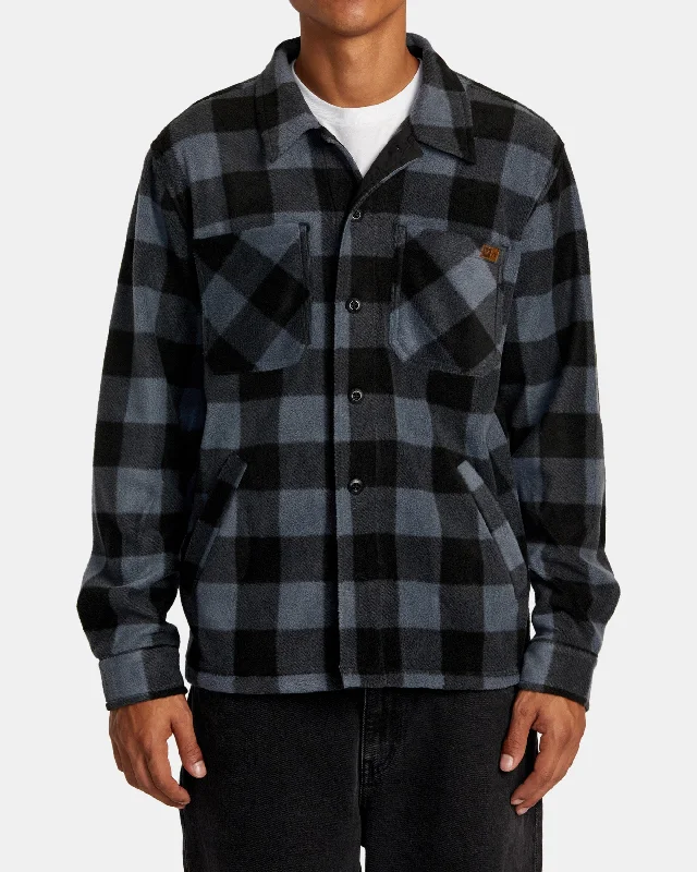 Bomber men jackets with ribbed cuffs for a classic 80s styleYukon Hi Pile Fleece Shirt Jacket - Garage Blue Bomber men jackets with ribbed cuffs for a classic 80s styleYukon Hi Pile Fleece Shirt Jacket - Garage Blue