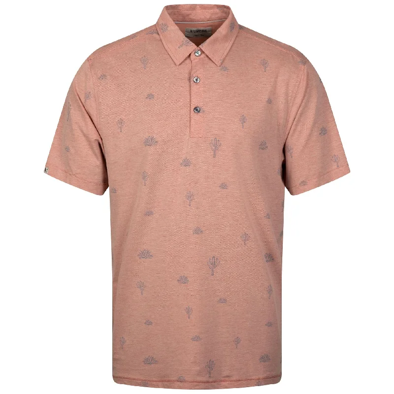 Men's reversible polo shirts with two different looksAstoria Cactus Print Polo Light Coral Oak - SS24