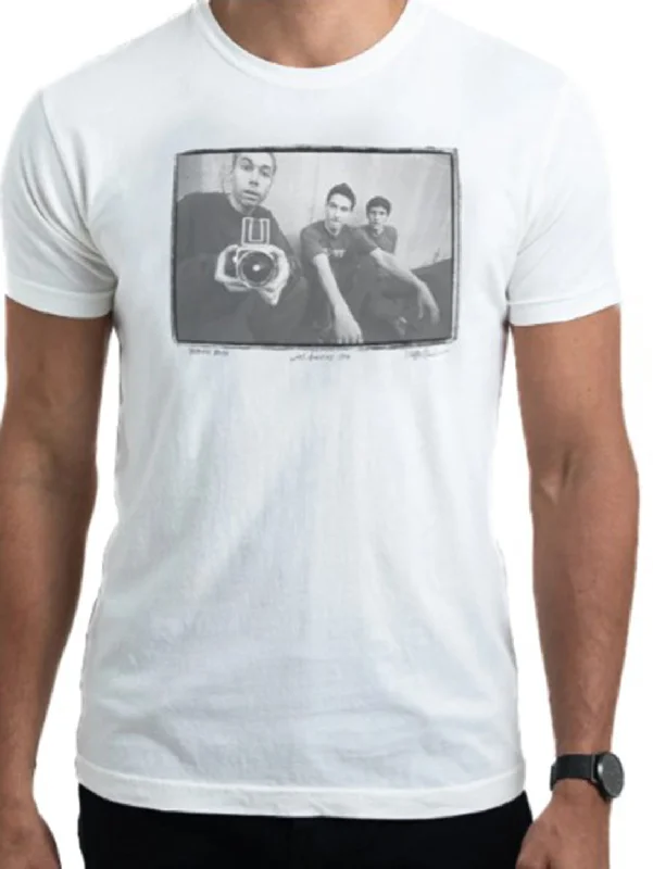 Men's distressed denim - look t - shirts with a rugged appealBeastie Boys Tee - Vintage White Men's distressed denim - look t - shirts with a rugged appealBeastie Boys Tee - Vintage White