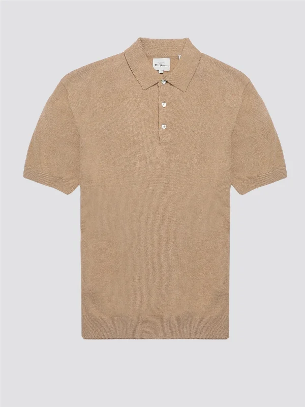 Men's quick - dry polo shirts for water sports activitiesBen Sherman Men's 0063352 SS Signature Knitted Polo Shirt Stone Men's quick - dry polo shirts for water sports activitiesBen Sherman Men's 0063352 SS Signature Knitted Polo Shirt Stone