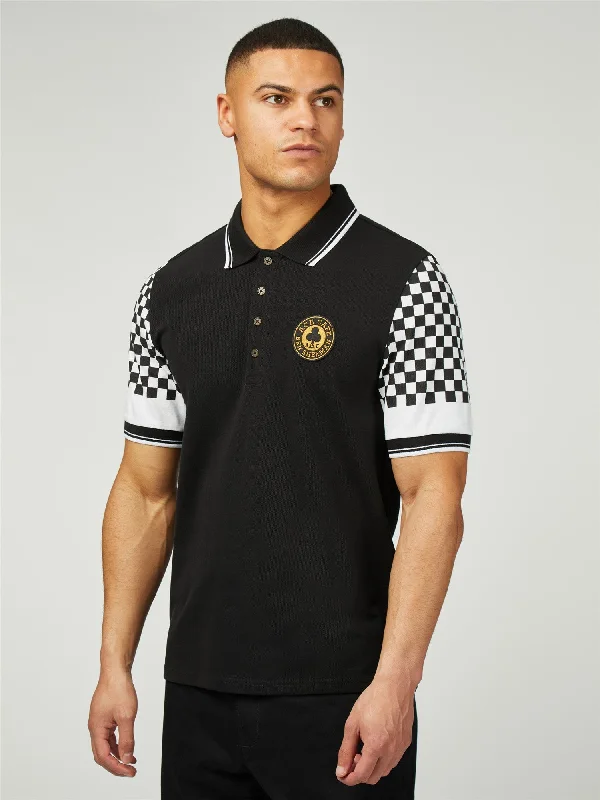 Men's budget - friendly basic polo shirts in multiple colorsBen Sherman Men's 0076987 SS Ace Cafe Chequerboard Polo Shirt Black Men's budget - friendly basic polo shirts in multiple colorsBen Sherman Men's 0076987 SS Ace Cafe Chequerboard Polo Shirt Black