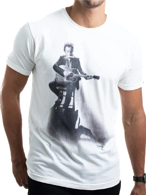 Men's organic cotton crew - neck t - shirts for everyday comfortBruce Springsteen Tee - Vintage White Men's organic cotton crew - neck t - shirts for everyday comfortBruce Springsteen Tee - Vintage White