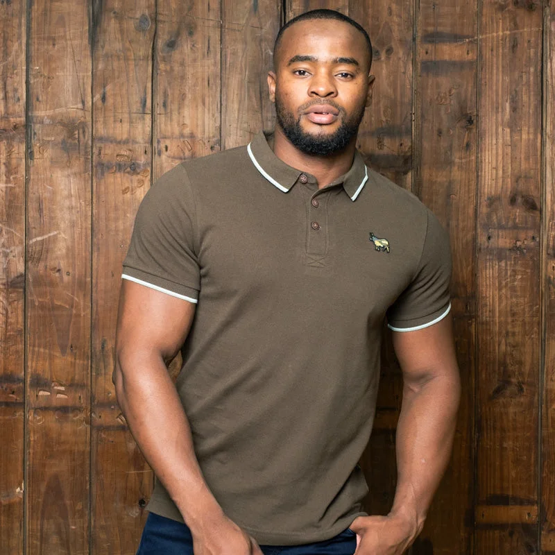 Men's long sleeve classic fit polo shirts with embroidered logosCamo Badge Tipped PK Polo Fatigue Men's long sleeve classic fit polo shirts with embroidered logosCamo Badge Tipped PK Polo Fatigue