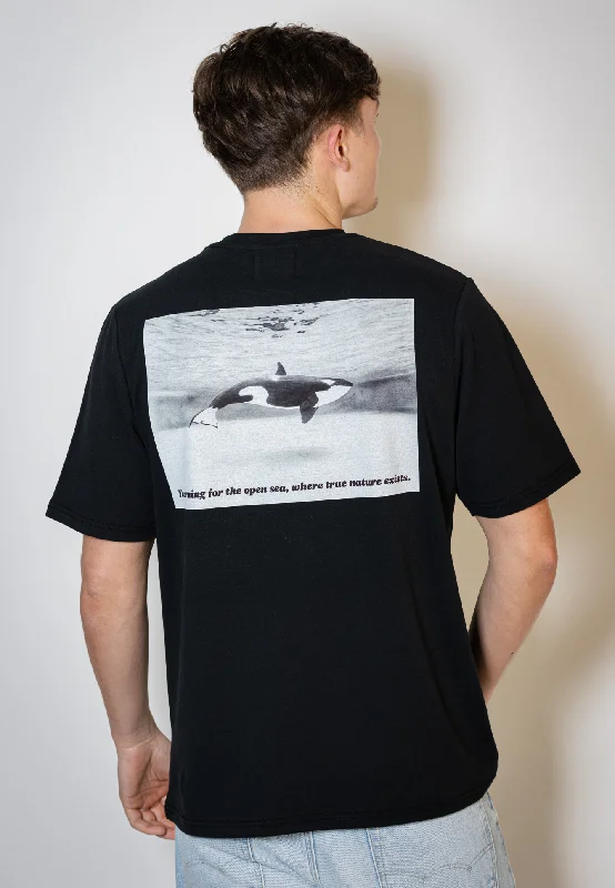 Men's button - front t - shirts with a unique artistic printOrca - T-shirt
