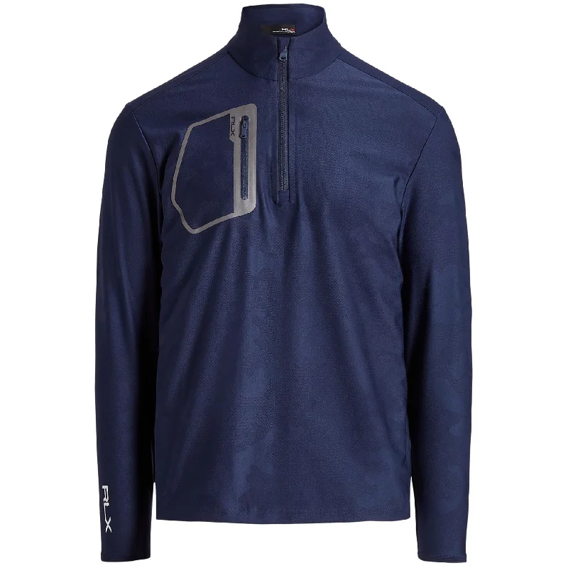 Men's quick - dry polo shirts for water sports activitiesClassic Fit Camo Jacquard Pullover French Navy Camo - SS24