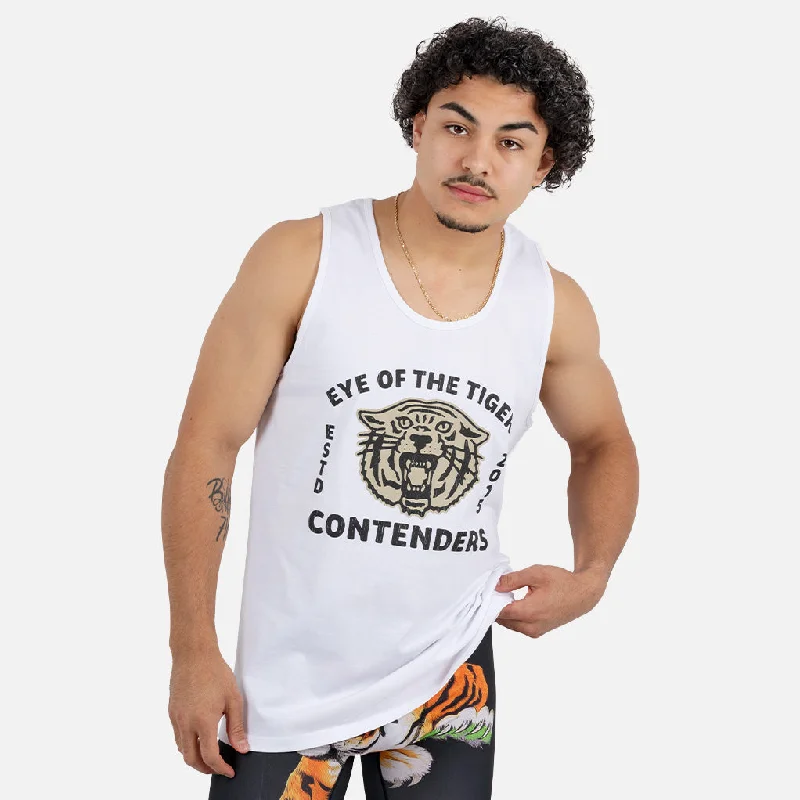 Men's short - sleeve linen t - shirts for summer beach outingsCONTENDERS EYE OF THE TIGER STAMP TANK Men's short - sleeve linen t - shirts for summer beach outingsCONTENDERS EYE OF THE TIGER STAMP TANK