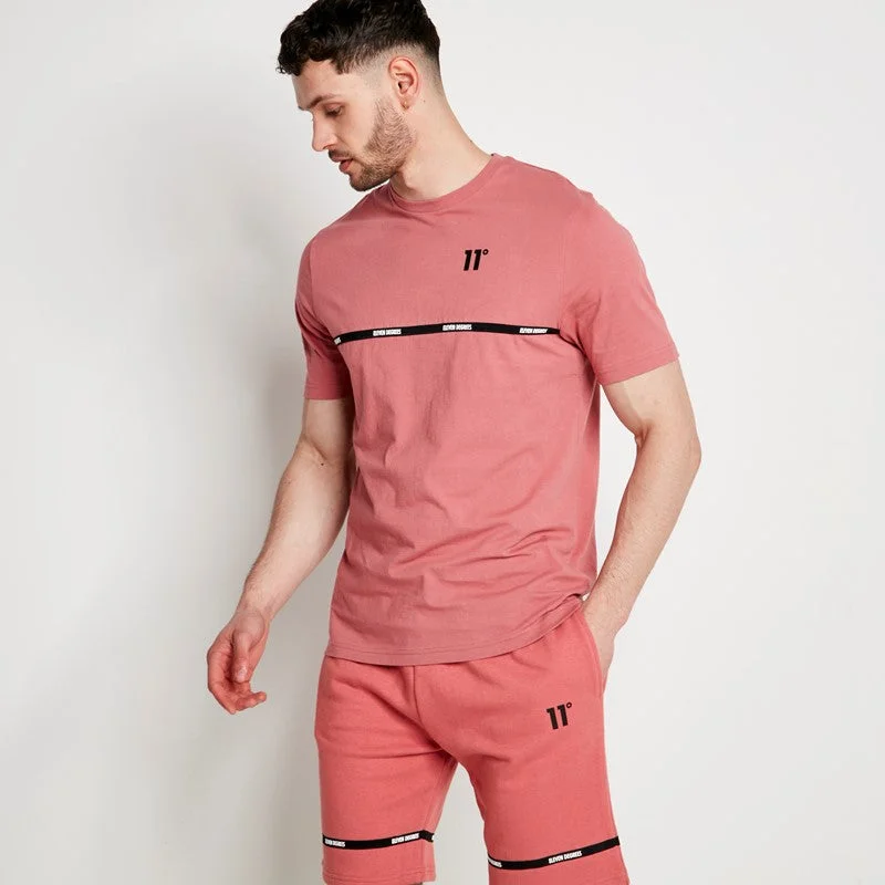 Men's button - front t - shirts with a unique artistic printCut & Sew Taped T-Shirt - Washed Red Men's button - front t - shirts with a unique artistic printCut & Sew Taped T-Shirt - Washed Red