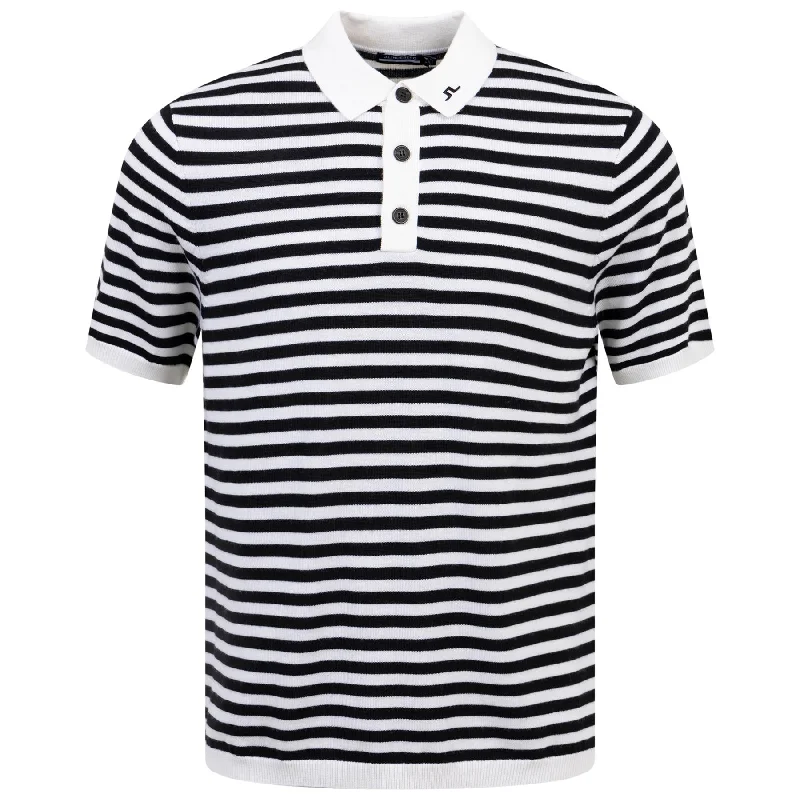 Men's long sleeve classic fit polo shirts with embroidered logosDarrell Stripe Loose Polo Black - W23 Men's long sleeve classic fit polo shirts with embroidered logosDarrell Stripe Loose Polo Black - W23
