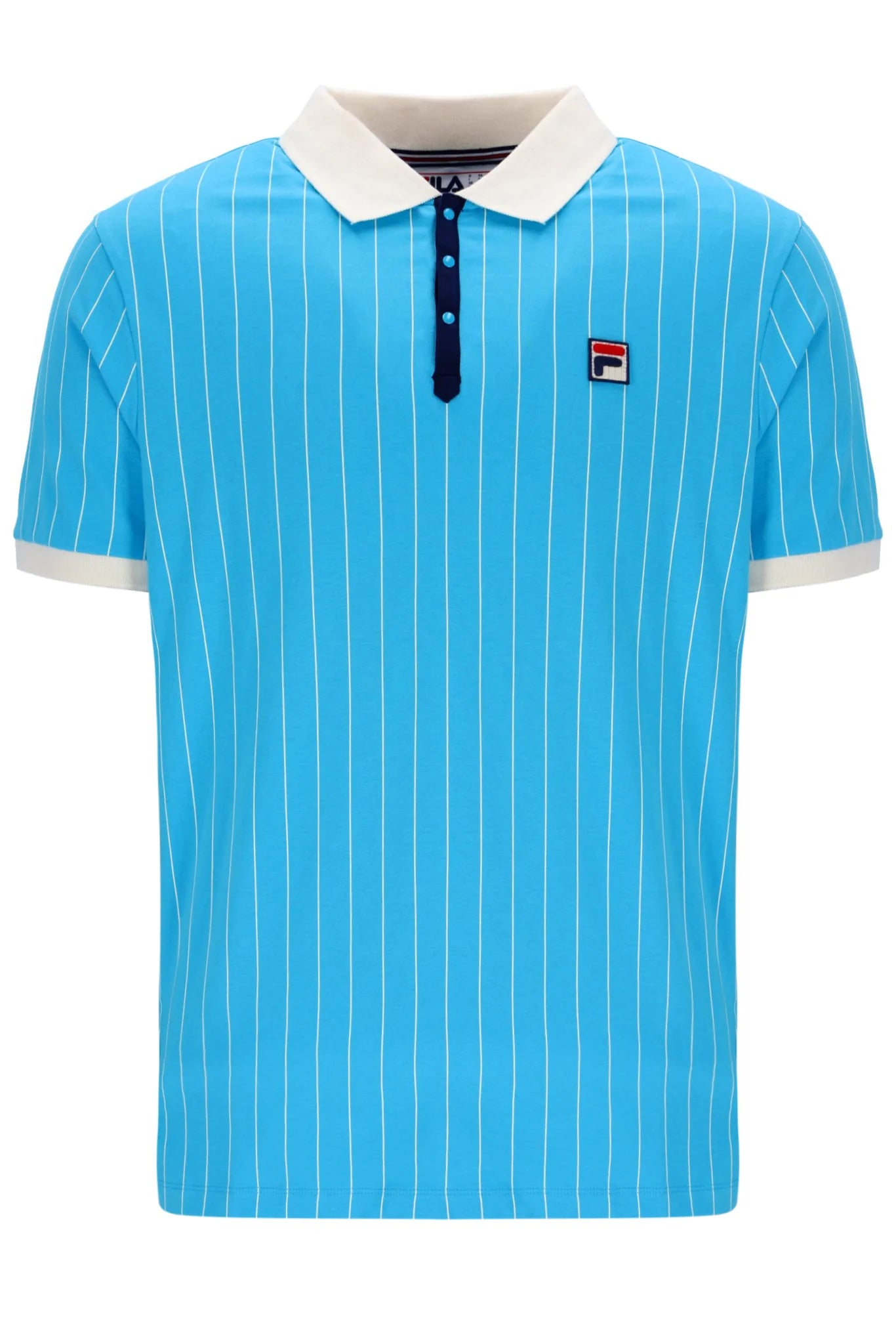 Men's breathable cotton blend polo shirts for summer outingsFila Vintage Men's BB1 Classic Vintage Stripped Polo Shirt Cyan Blue