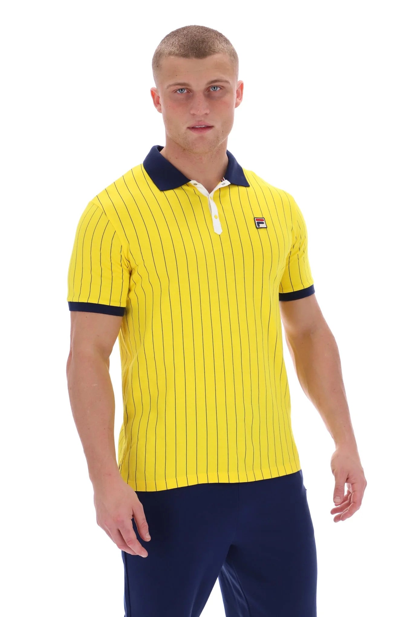 Men's long sleeve classic fit polo shirts with embroidered logosFila Vintage Men's BB1 Classic Vintage Stripped Polo Shirt High Visibility Yellow Men's long sleeve classic fit polo shirts with embroidered logosFila Vintage Men's BB1 Classic Vintage Stripped Polo Shirt High Visibility Yellow