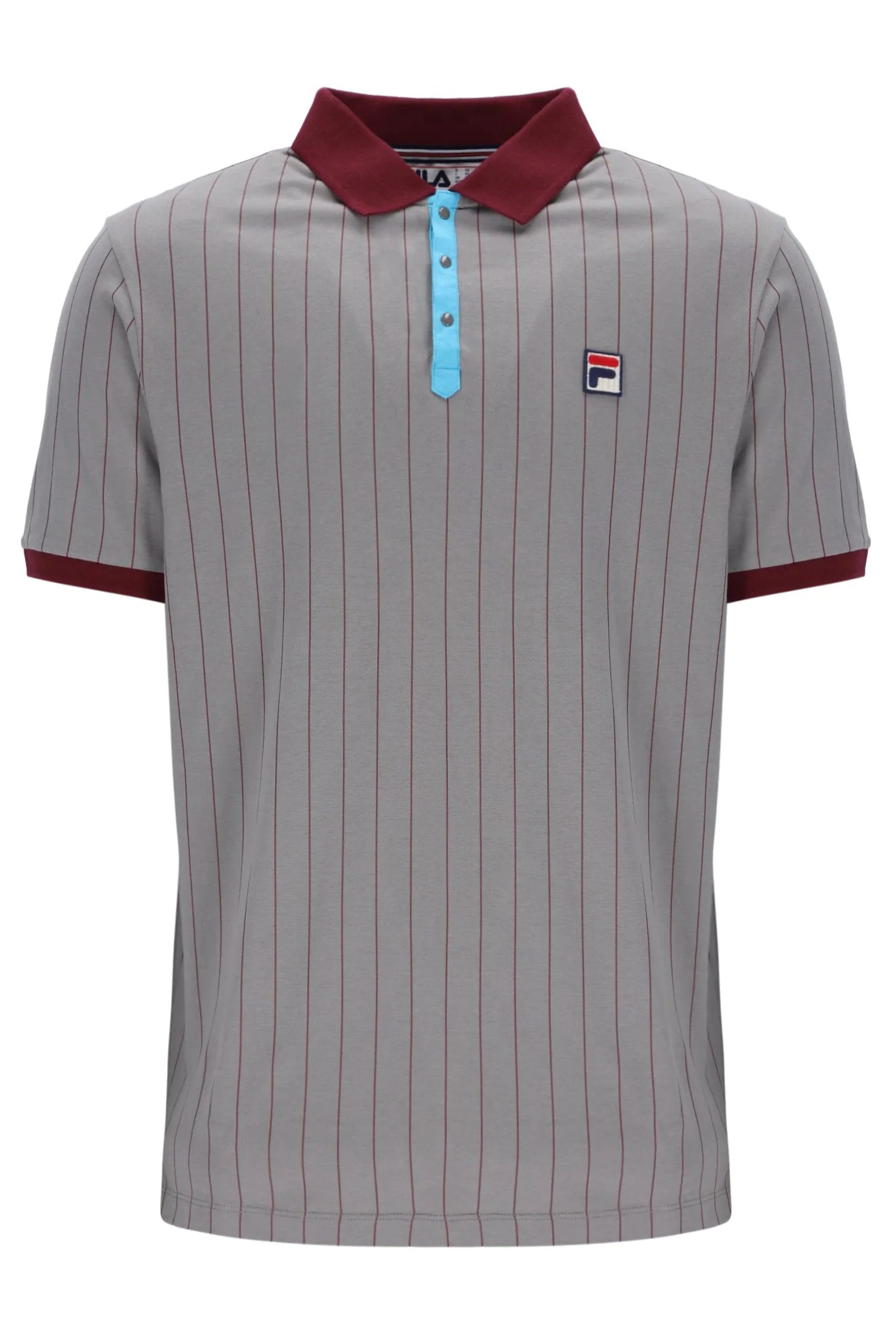 Men's quick - dry polo shirts for water sports activitiesFila Vintage Men's BB1 Classic Vintage Stripped Polo Shirt Sharkskin Grey