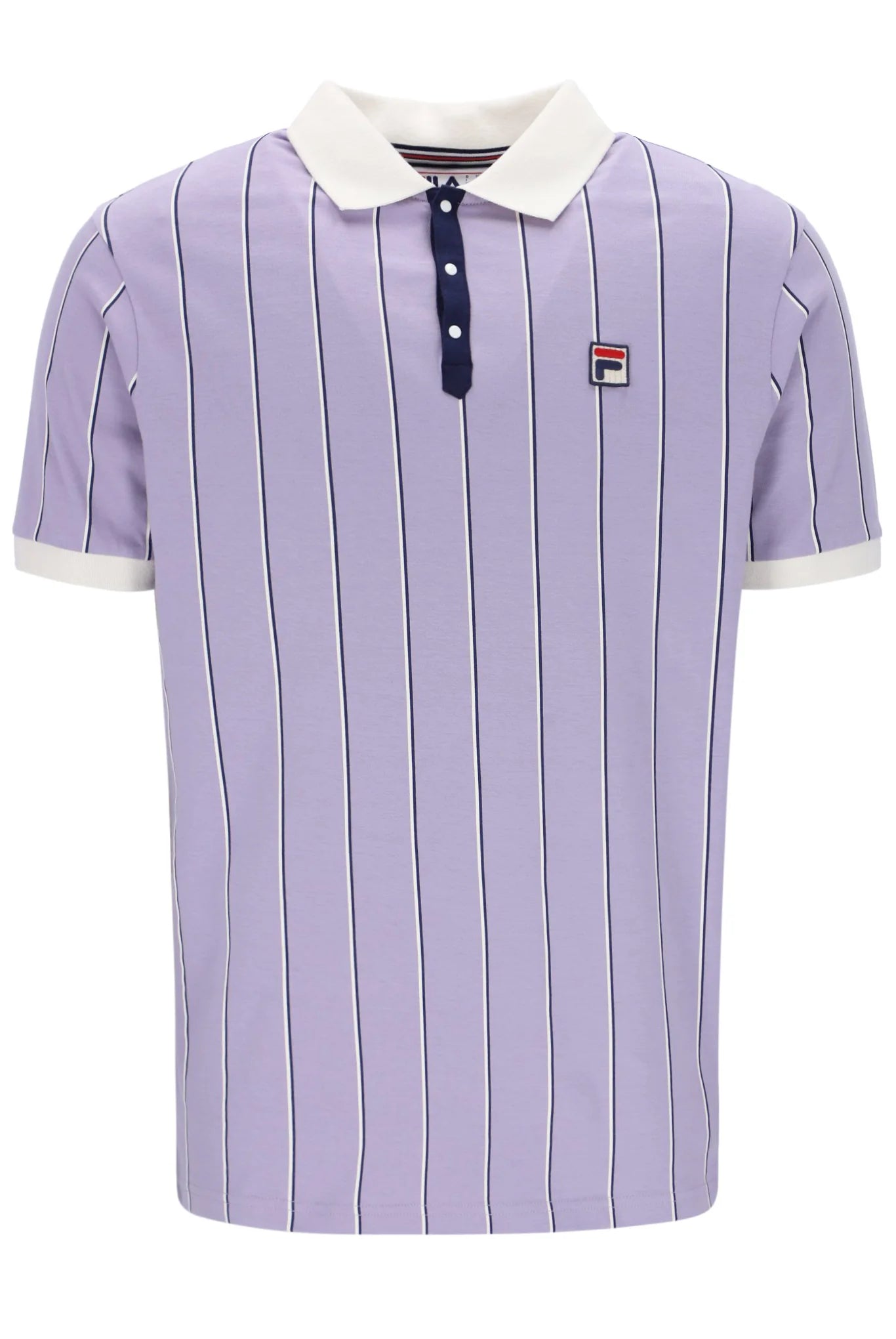Men's UV - protected polo shirts for outdoor gardeningFila Vintage Men's Brett Double Stripe BB1 Polo Shirt Wisteria Lilac Men's UV - protected polo shirts for outdoor gardeningFila Vintage Men's Brett Double Stripe BB1 Polo Shirt Wisteria Lilac