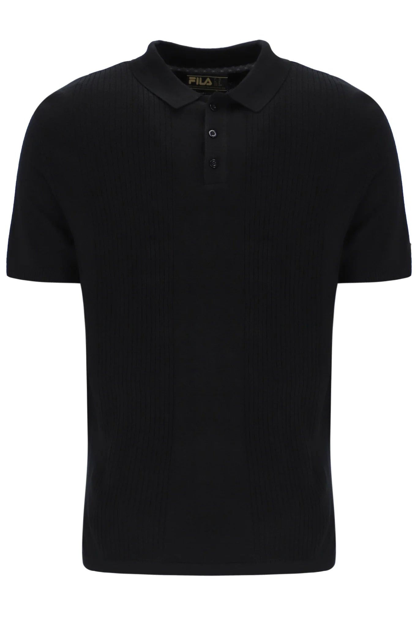 Men's ribbed cuffs and hem polo shirts for a textured lookFila Vintage Men's Evan Drop Needle Knit Polo Shirt Black Men's ribbed cuffs and hem polo shirts for a textured lookFila Vintage Men's Evan Drop Needle Knit Polo Shirt Black