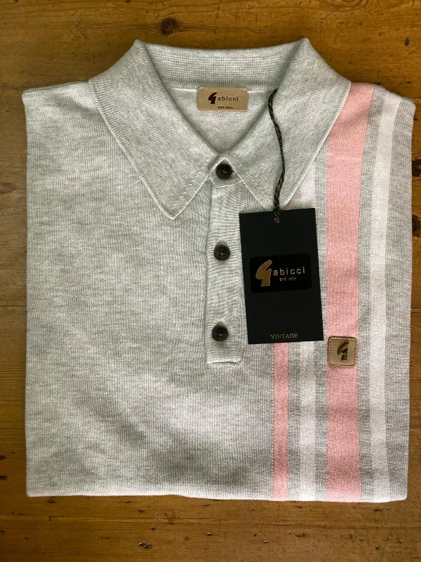 Men's slim fit short sleeve polo shirts with contrast collarsGabicci Vintage Men's V52GM03 Soda SS Racing Stripe Polo Shirt Ash Grey Men's slim fit short sleeve polo shirts with contrast collarsGabicci Vintage Men's V52GM03 Soda SS Racing Stripe Polo Shirt Ash Grey