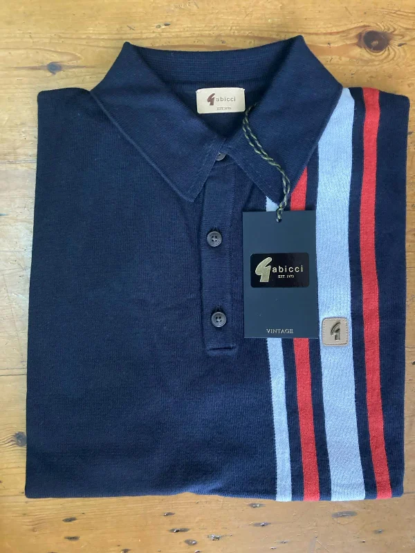 Men's long sleeve classic fit polo shirts with embroidered logosGabicci Vintage Men's V52GM03 Soda SS Racing Stripe Polo Shirt Navy Blue Men's long sleeve classic fit polo shirts with embroidered logosGabicci Vintage Men's V52GM03 Soda SS Racing Stripe Polo Shirt Navy Blue