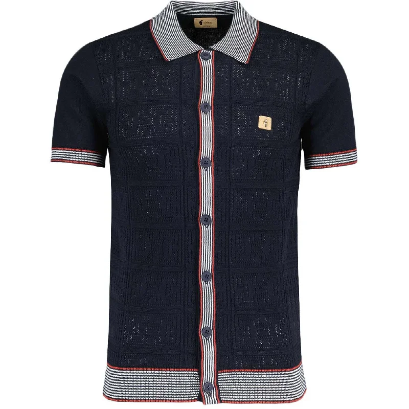Men's stretchable athletic polo shirts for fitness workoutsGabicci Vintage Men's V52GM12 Soul SS Button Polo Shirt Navy Blue