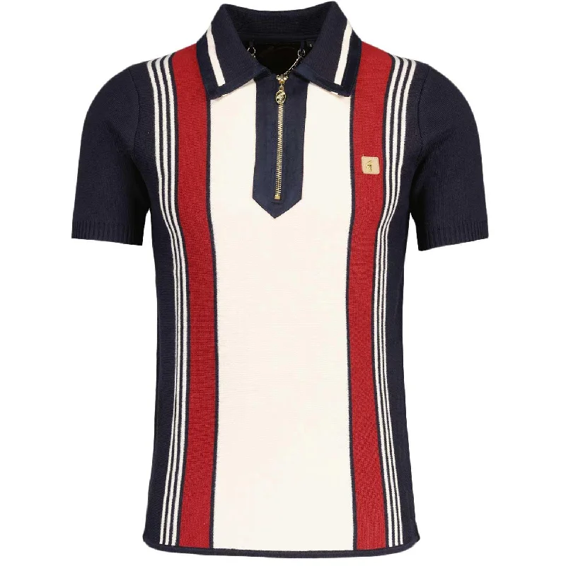 Men's slim fit short sleeve polo shirts with contrast collarsGabicci Vintage Men's V52GM24 SS Vita Block Stripe Polo Shirt Navy Blue Men's slim fit short sleeve polo shirts with contrast collarsGabicci Vintage Men's V52GM24 SS Vita Block Stripe Polo Shirt Navy Blue