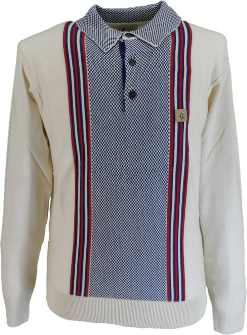 Men's budget - friendly basic polo shirts in multiple colorsGabicci Vintage Men's V53GM11 Hadon LS Stripe Polo Shirt Cream Men's budget - friendly basic polo shirts in multiple colorsGabicci Vintage Men's V53GM11 Hadon LS Stripe Polo Shirt Cream