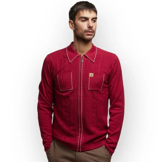 Men's plus size golf polo shirts in moisture wicking fabricGabicci Vintage Men's V53GM15 Serge LS Zip Knit Polo Shirt Cherry Red Men's plus size golf polo shirts in moisture wicking fabricGabicci Vintage Men's V53GM15 Serge LS Zip Knit Polo Shirt Cherry Red