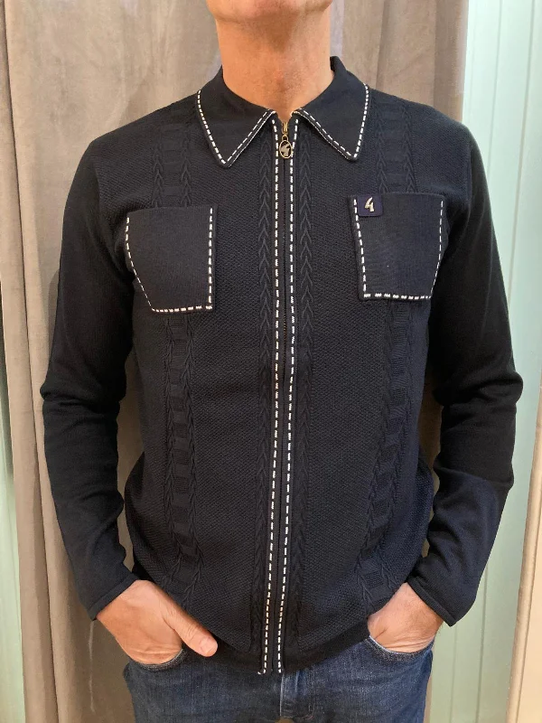 Men's ribbed cuffs and hem polo shirts for a textured lookGabicci Vintage Men's V53GM15 Serge LS Zip Knit Polo Shirt Dark Navy Blue Men's ribbed cuffs and hem polo shirts for a textured lookGabicci Vintage Men's V53GM15 Serge LS Zip Knit Polo Shirt Dark Navy Blue