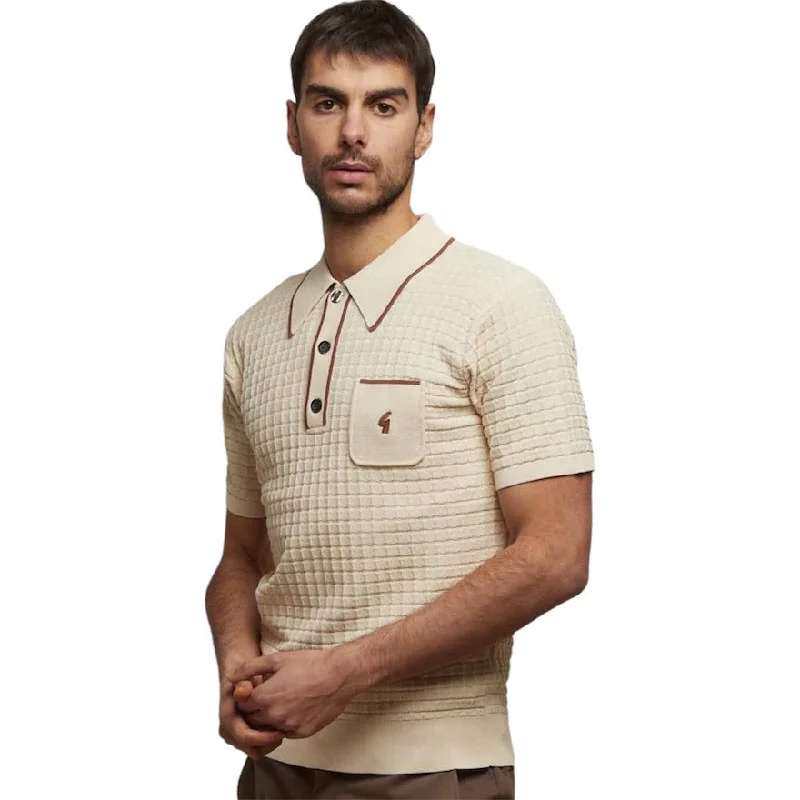 Men's jacquard woven polo shirts with intricate designsGabicci Vintage Men's V53GM24 Roy SS Textured Knit Polo Shirt Cream Men's jacquard woven polo shirts with intricate designsGabicci Vintage Men's V53GM24 Roy SS Textured Knit Polo Shirt Cream