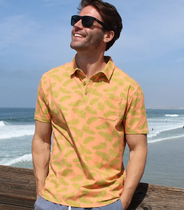 Men's button - down spread collar polo shirts for business casualHCS22250 FRONDZY POLO peach