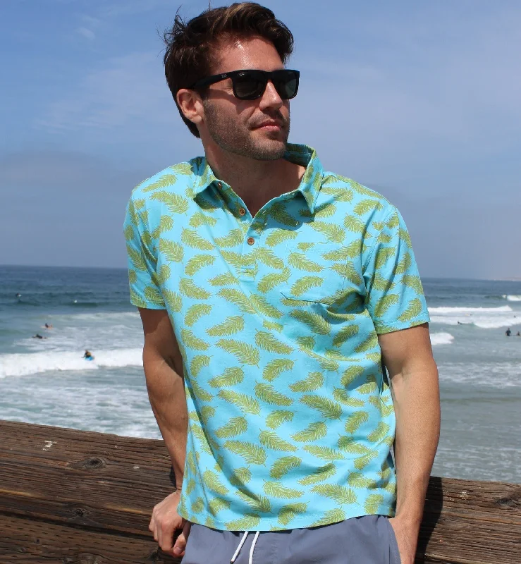 Men's luxury cashmere blend polo shirts in solid colorsHCS22250 FRONDZY POLO surf blue