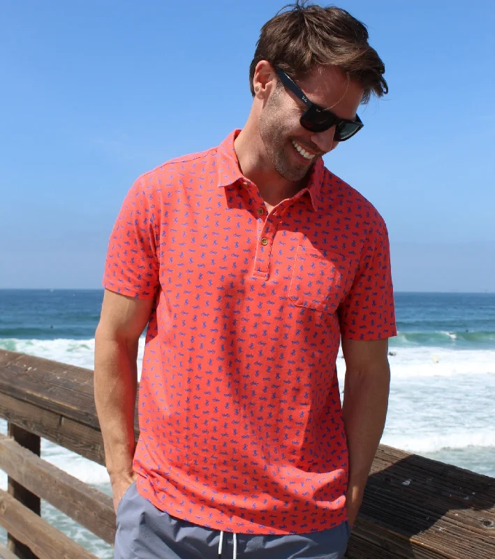 Men's UV - protected polo shirts for outdoor gardeningHCS22251 GECKO POLO guava