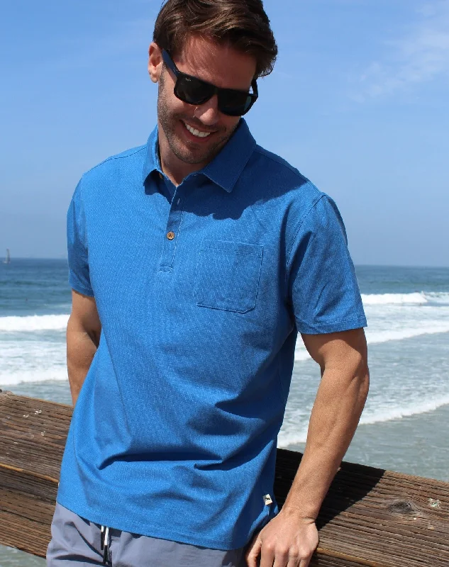 Men's two - tone stripe polo shirts with a preppy styleHCS22253 PLAYA POLO ocean blue