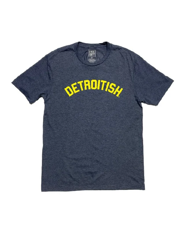 Men's printed Hawaiian t - shirts for tropical vacationsInk Detroit Detroitish T-Shirt - Maize & Blue Men's printed Hawaiian t - shirts for tropical vacationsInk Detroit Detroitish T-Shirt - Maize & Blue