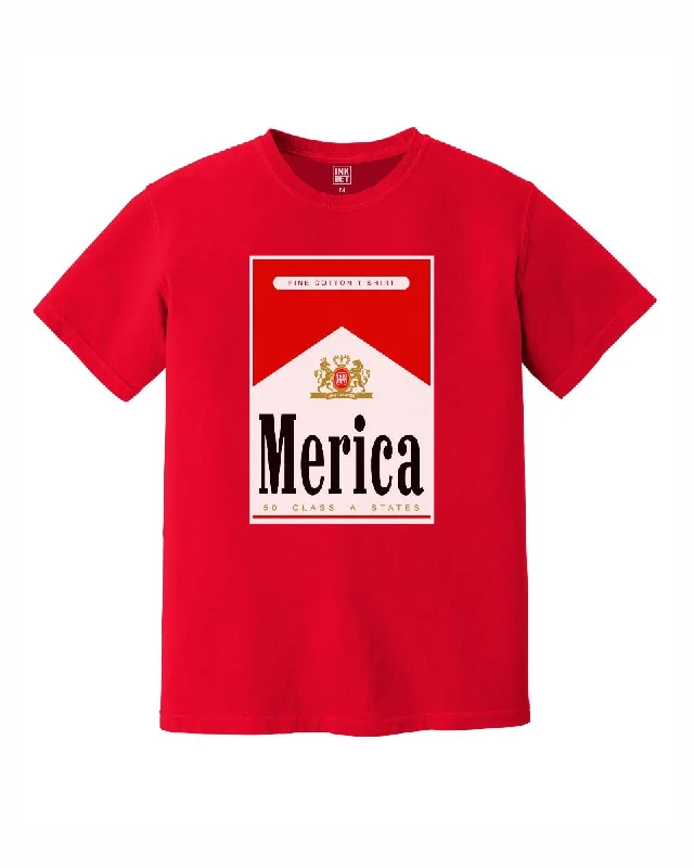 Men's long - sleeve henley t - shirts with button - down placketsINK - Merica T-Shirt - Red Men's long - sleeve henley t - shirts with button - down placketsINK - Merica T-Shirt - Red