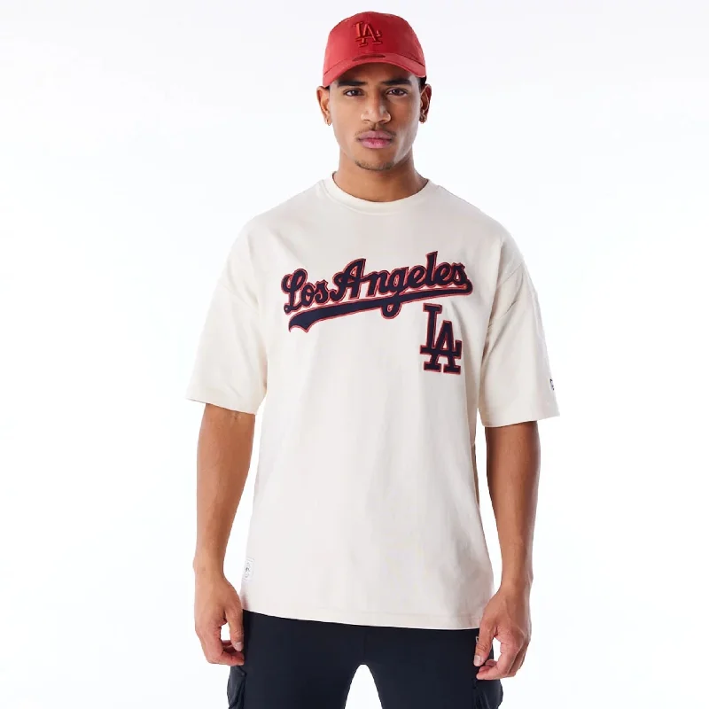 Men's button - front t - shirts with a unique artistic printLA Dodgers MLB Rib Infill Light Beige Oversized T-Shirt Men's button - front t - shirts with a unique artistic printLA Dodgers MLB Rib Infill Light Beige Oversized T-Shirt