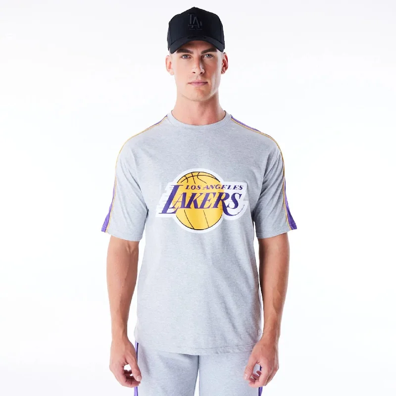 Men's lightweight performance t - shirts for running marathonsLA Lakers NBA Panel Grey Oversized T-Shirt Men's lightweight performance t - shirts for running marathonsLA Lakers NBA Panel Grey Oversized T-Shirt