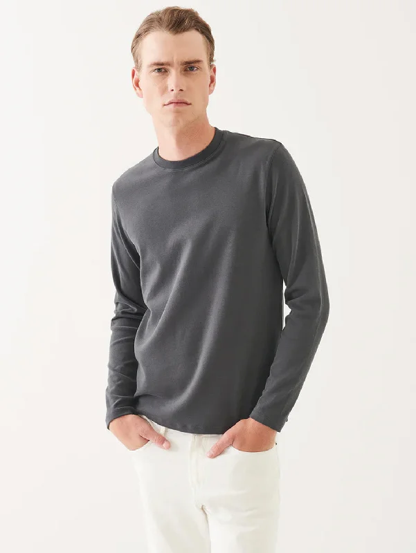 Men's eco - friendly recycled t - shirts for sustainable fashion choicesPima Cotton Stretch Brushed Long Sleeve T-Shirt - Soot Men's eco - friendly recycled t - shirts for sustainable fashion choicesPima Cotton Stretch Brushed Long Sleeve T-Shirt - Soot