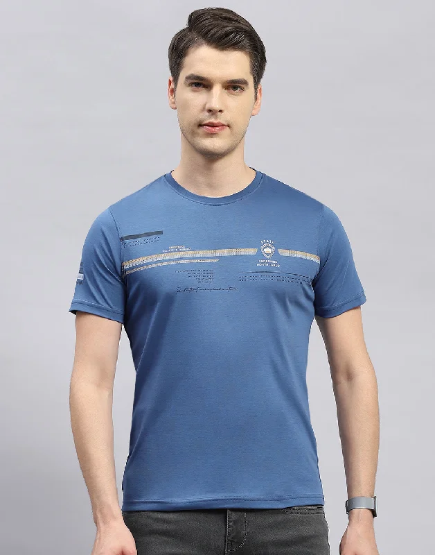 Men's plus - size pocket t - shirts with a classic lookMen Blue Printed Round Neck Half Sleeve T-Shirt Men's plus - size pocket t - shirts with a classic lookMen Blue Printed Round Neck Half Sleeve T-Shirt