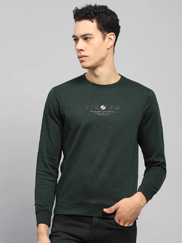 Men's organic cotton crew - neck t - shirts for everyday comfortMen Green Printed Round Neck Full Sleeve Winter T-Shirt Men's organic cotton crew - neck t - shirts for everyday comfortMen Green Printed Round Neck Full Sleeve Winter T-Shirt