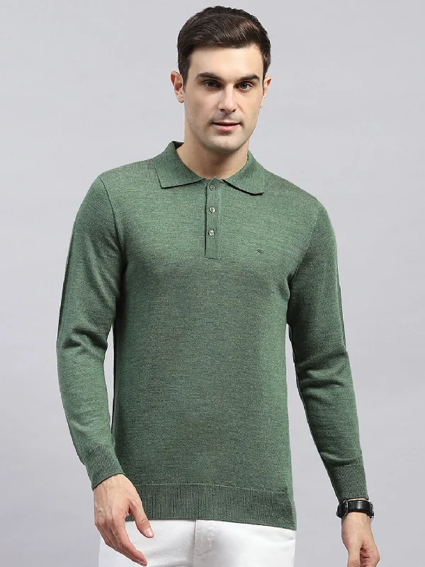 Men's smart - casual checkered t - shirts for semi - formal occasionsMen Green Solid Collar Full Sleeve Winter T-Shirt Men's smart - casual checkered t - shirts for semi - formal occasionsMen Green Solid Collar Full Sleeve Winter T-Shirt